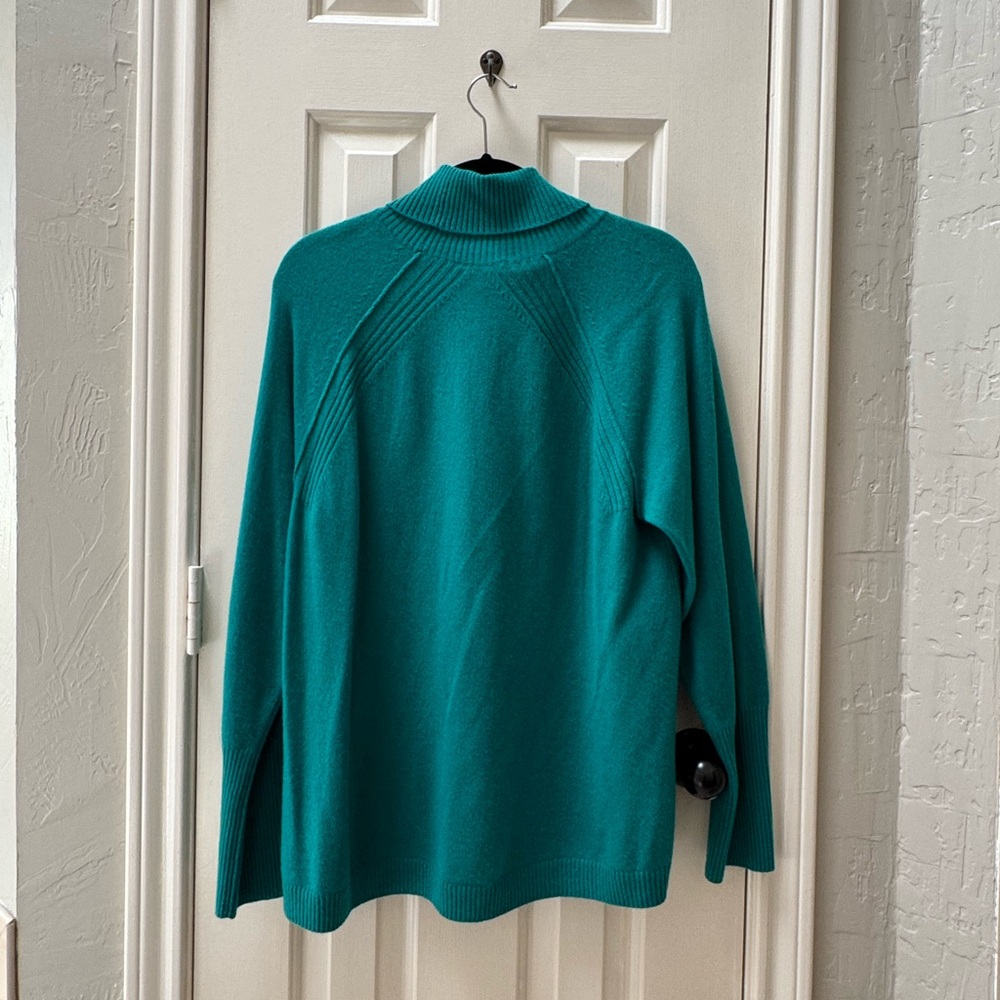 Like New J. Jill L Cashmere Cowl-Neck Sweater, Light Malachite - Picture 4 of 6